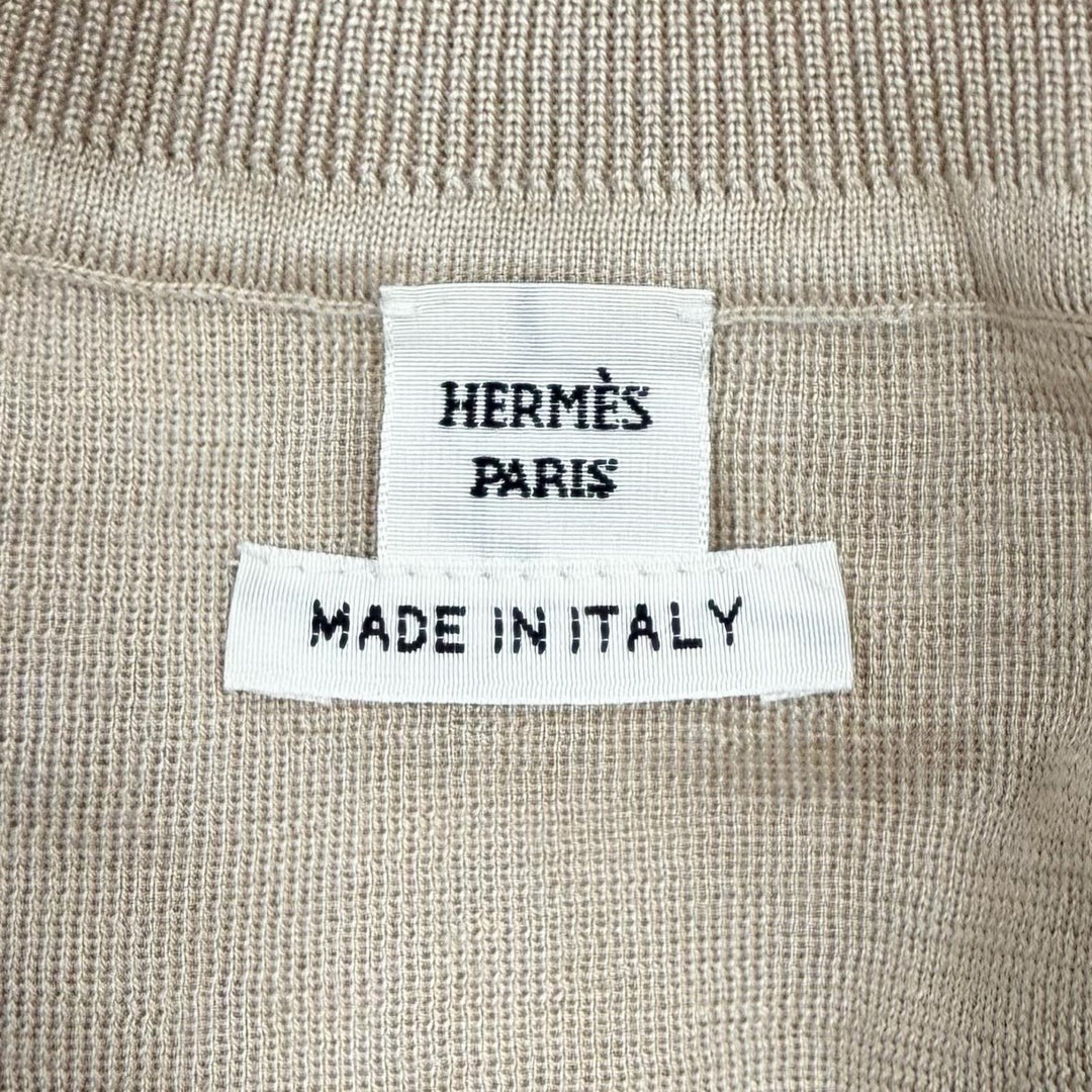 Pristine HERMES Short sleeve knit Bookplate beige cashmere Women 38 4H2689DA