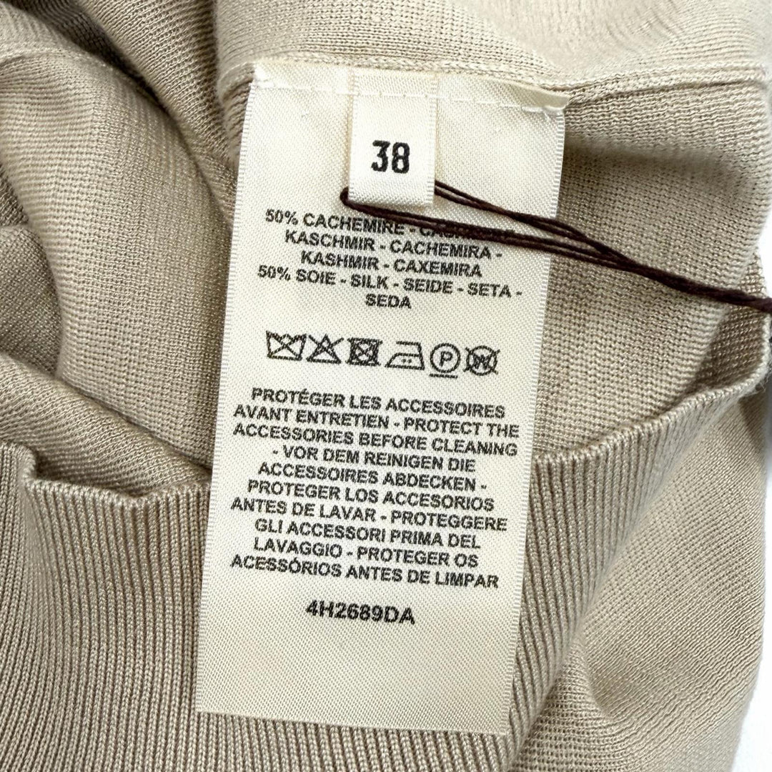 Pristine HERMES Short sleeve knit Bookplate beige cashmere Women 38 4H2689DA