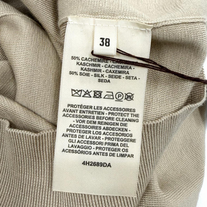 Pristine HERMES Short sleeve knit Bookplate beige cashmere Women 38 4H2689DA