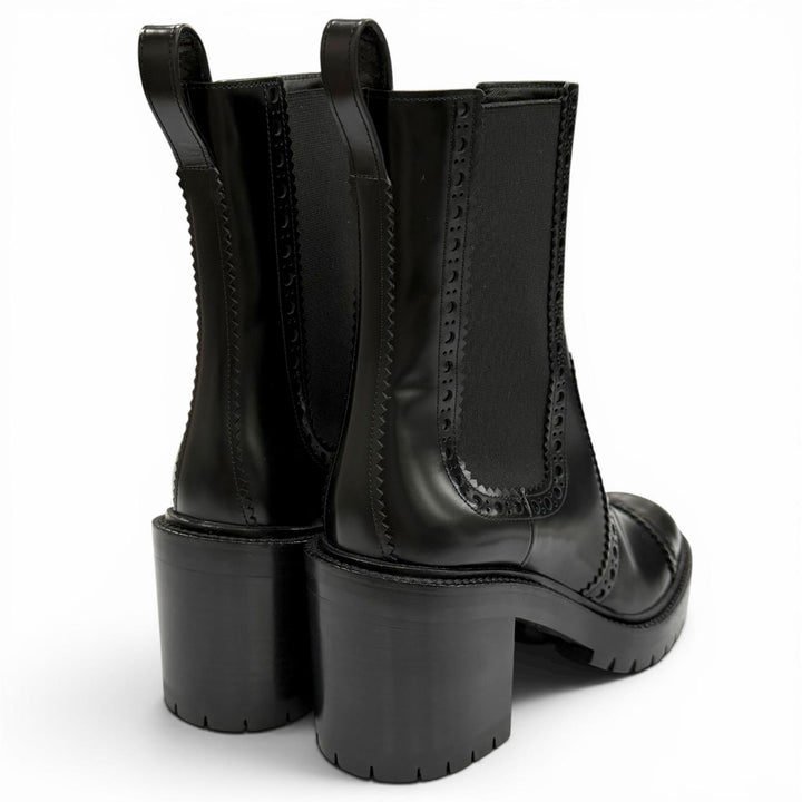 Pristine HERMES short boots Lindsay 70 Straight tip black leather Women 36