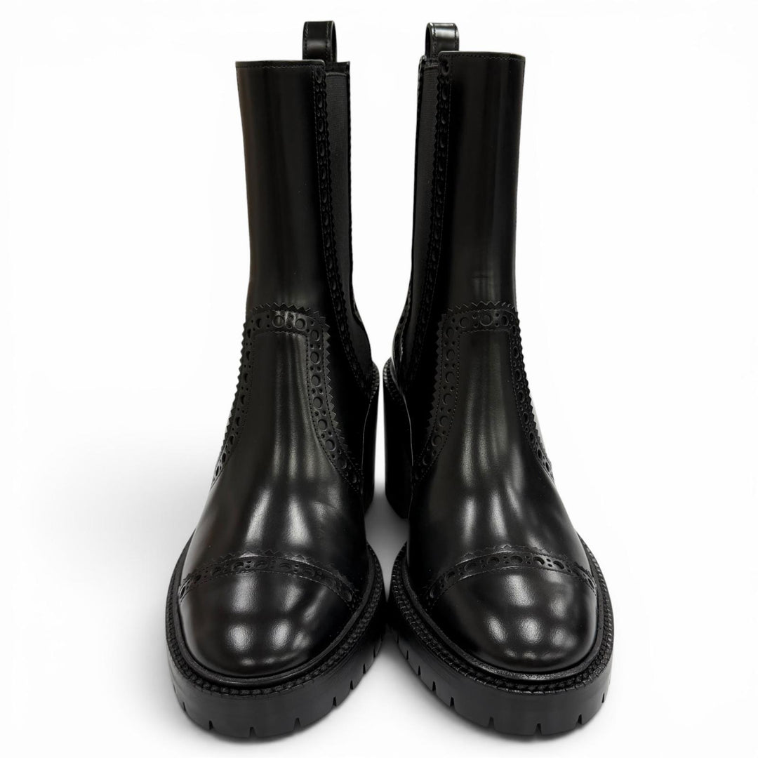 Pristine HERMES short boots Lindsay 70 Straight tip black leather Women 36
