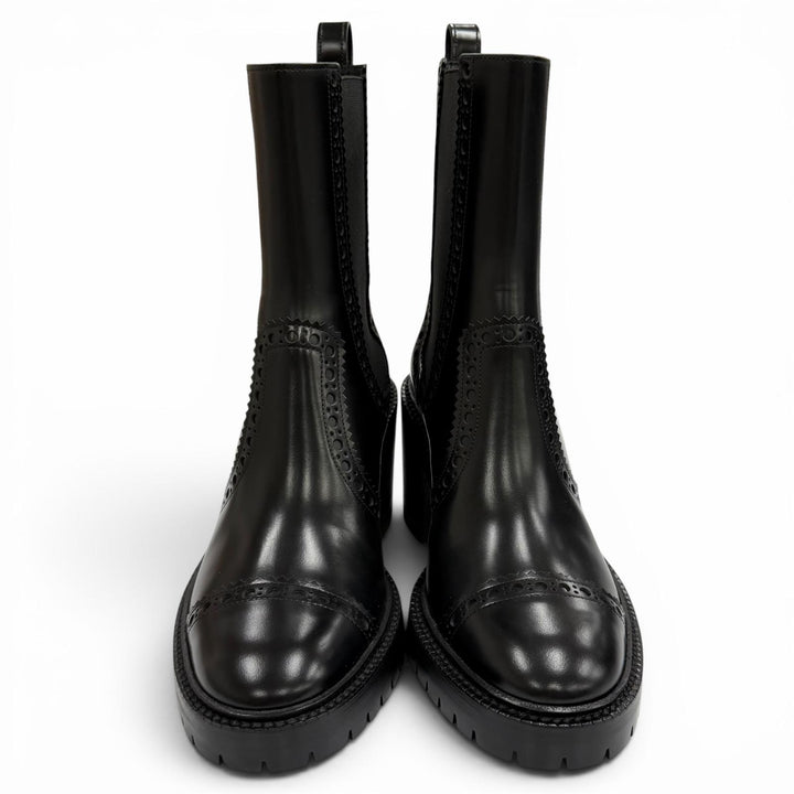 Pristine HERMES short boots Lindsay 70 Straight tip black leather Women 36