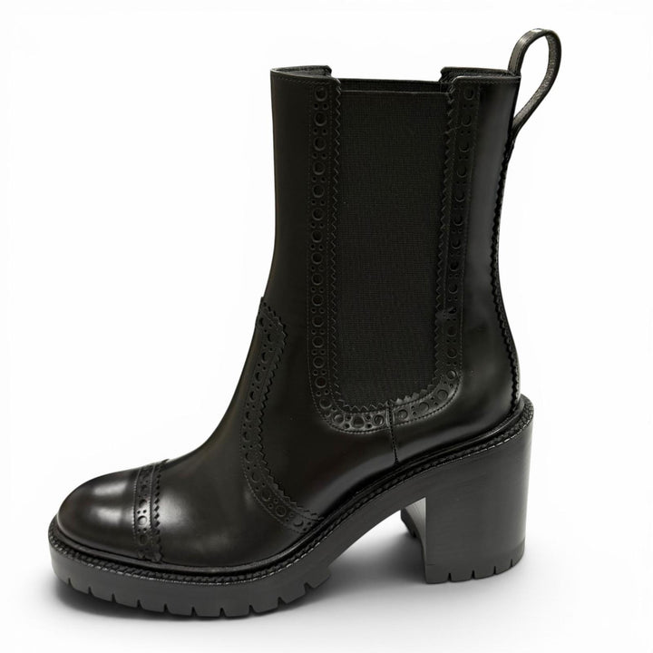 Pristine HERMES short boots Lindsay 70 Straight tip black leather Women 36