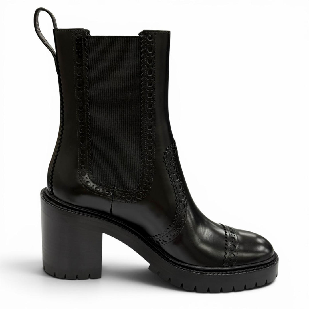 Pristine HERMES short boots Lindsay 70 Straight tip black leather Women 36