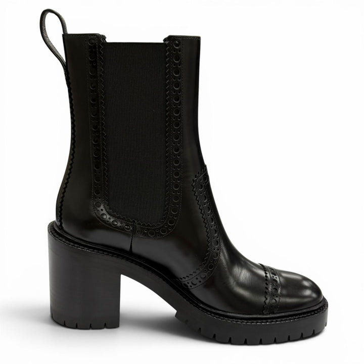 Pristine HERMES short boots Lindsay 70 Straight tip black leather Women 36
