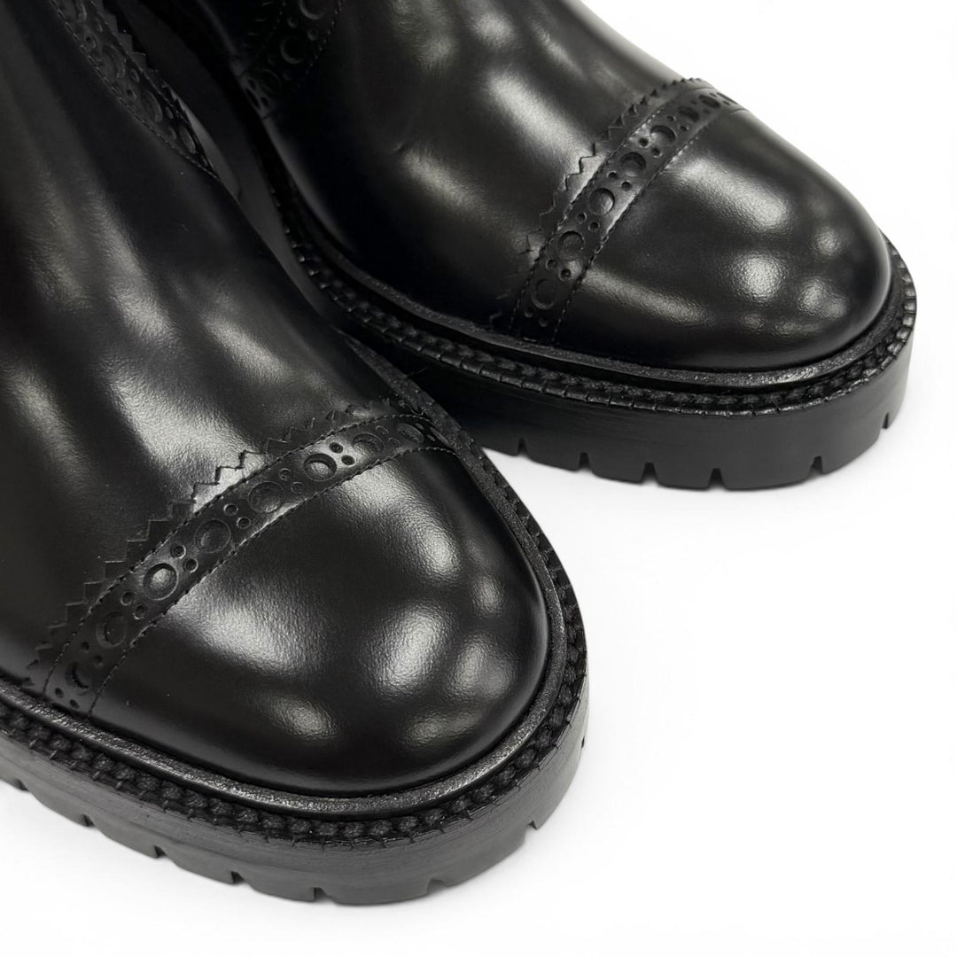 Pristine HERMES short boots Lindsay 70 Straight tip black leather Women 36