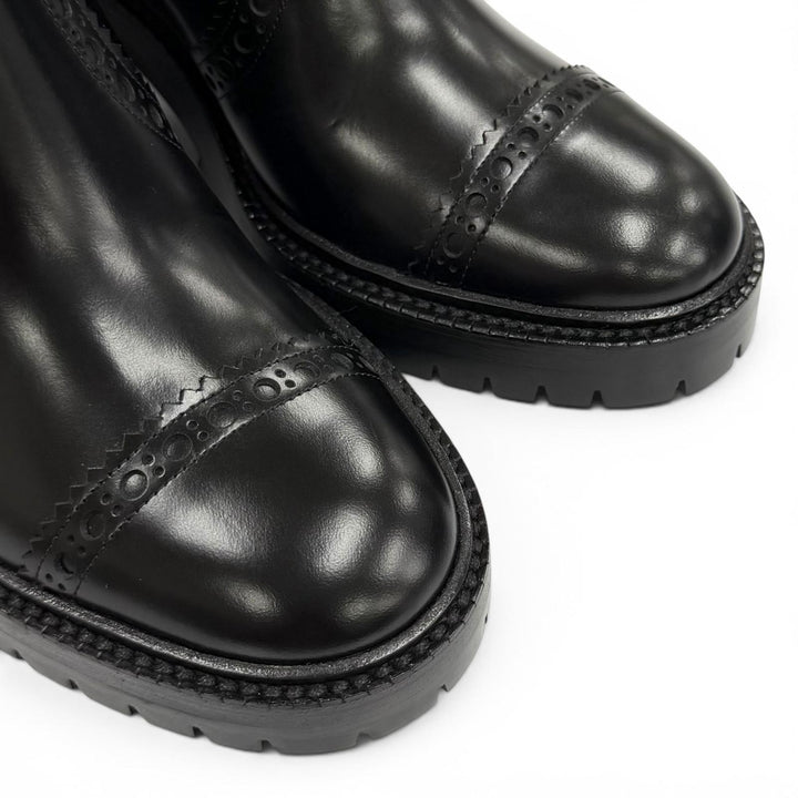 Pristine HERMES short boots Lindsay 70 Straight tip black leather Women 36
