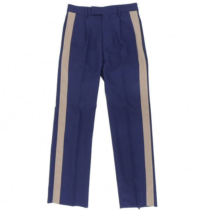 Excellent GUCCI Pants ZAPAI Side-stripe zipper fly slacks, Navy mens 44 762069