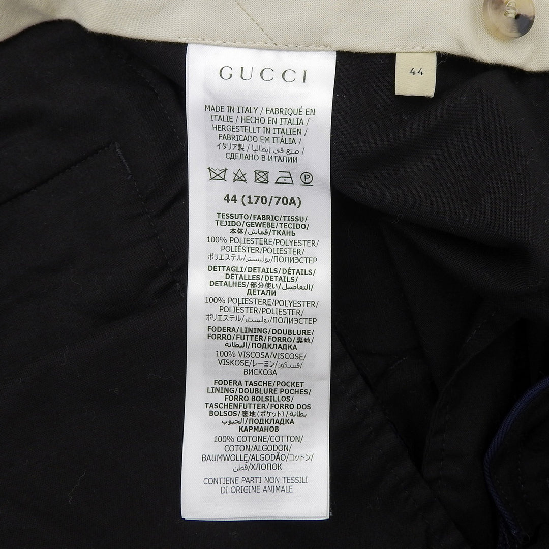 Excellent GUCCI Pants ZAPAI Side-stripe zipper fly slacks, Navy mens 44 762069