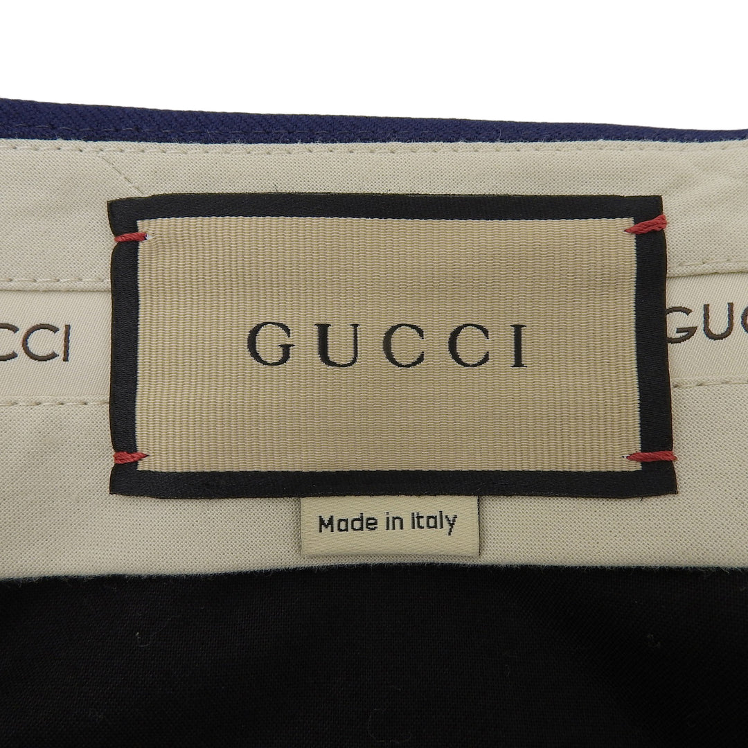 Excellent GUCCI Pants ZAPAI Side-stripe zipper fly slacks, Navy mens 44 762069
