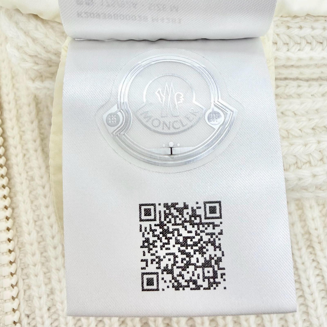 Excellent MONCLER CARDIGAN TRICOT Logo patch, down-paneled, zip-up knit jacket M
