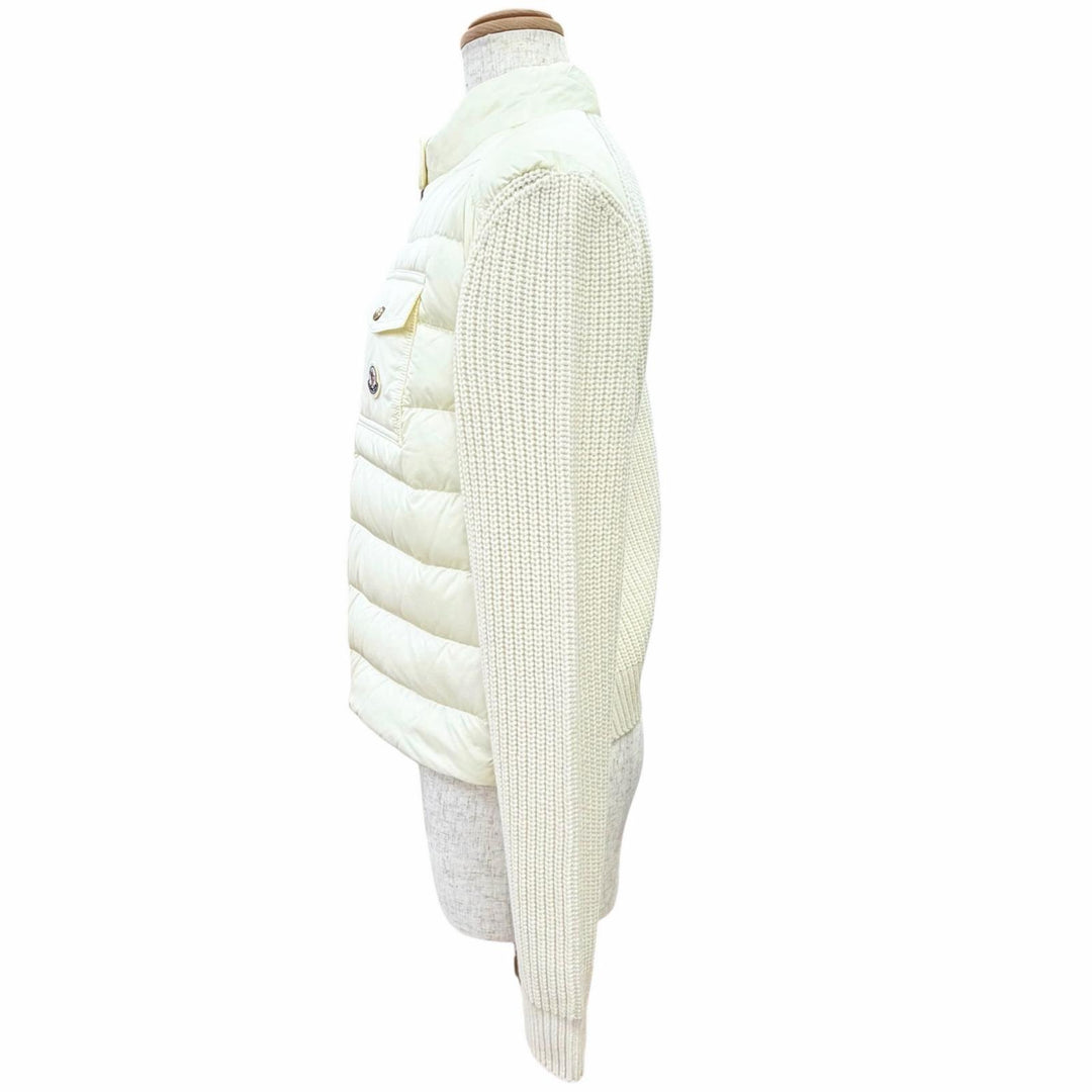 Excellent MONCLER CARDIGAN TRICOT Logo patch, down-paneled, zip-up knit jacket M