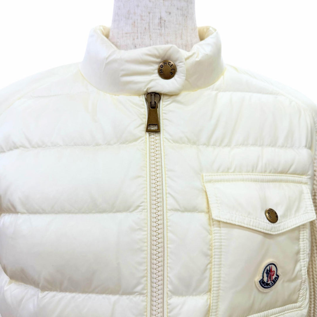 Excellent MONCLER CARDIGAN TRICOT Logo patch, down-paneled, zip-up knit jacket M
