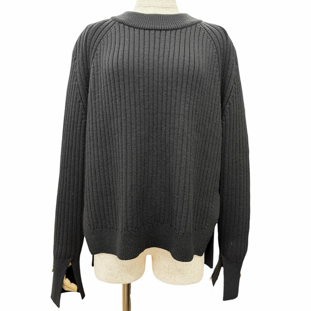 Excellent VERSACE Medusa Safety Pin Long Sleeve Knit Sweater 40 1004777