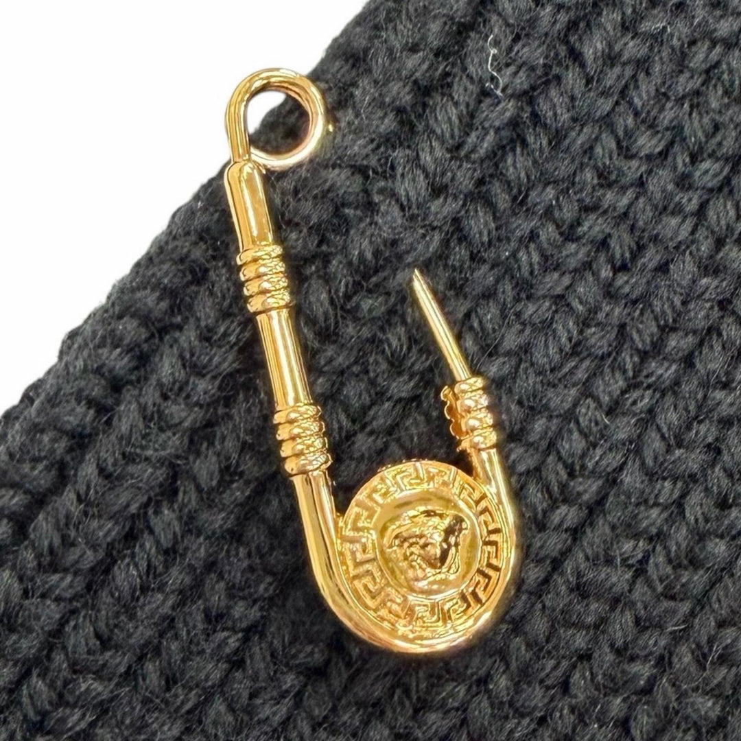 Excellent VERSACE Medusa Safety Pin Long Sleeve Knit Sweater 40 1004777