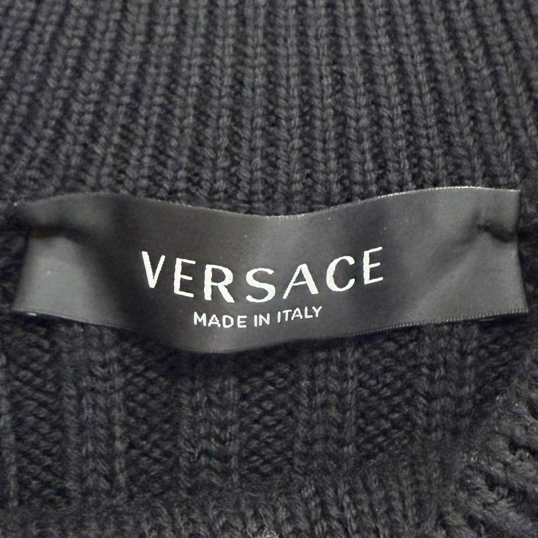 Excellent VERSACE Medusa Safety Pin Long Sleeve Knit Sweater 40 1004777