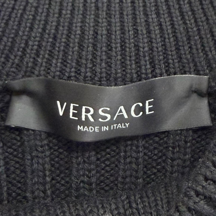 Excellent VERSACE Medusa Safety Pin Long Sleeve Knit Sweater 40 1004777