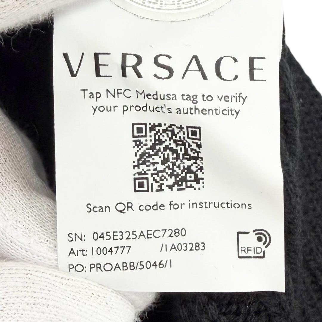 Excellent VERSACE Medusa Safety Pin Long Sleeve Knit Sweater 40 1004777