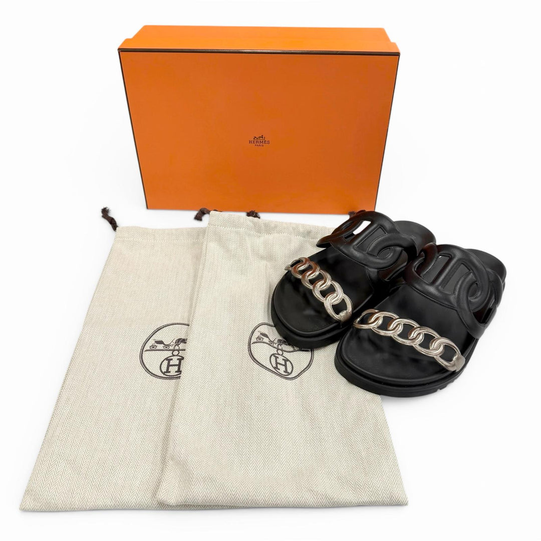Pristine HERMES Sandals extra black Women 35 FR241017Z