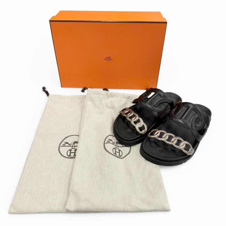 Pristine HERMES Sandals extra black Women 35 FR241017Z