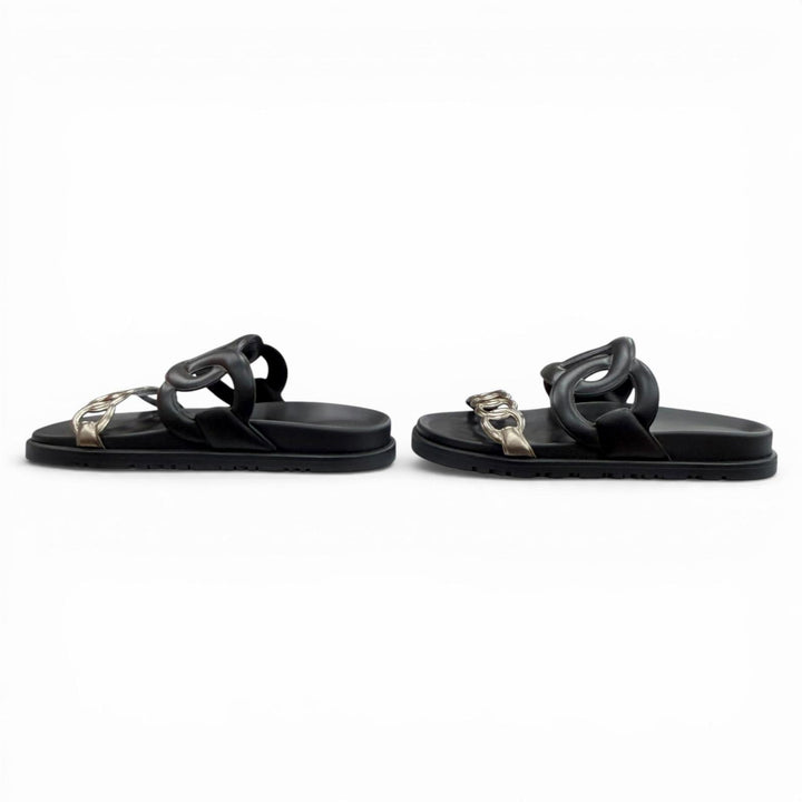 Pristine HERMES Sandals extra black Women 35 FR241017Z