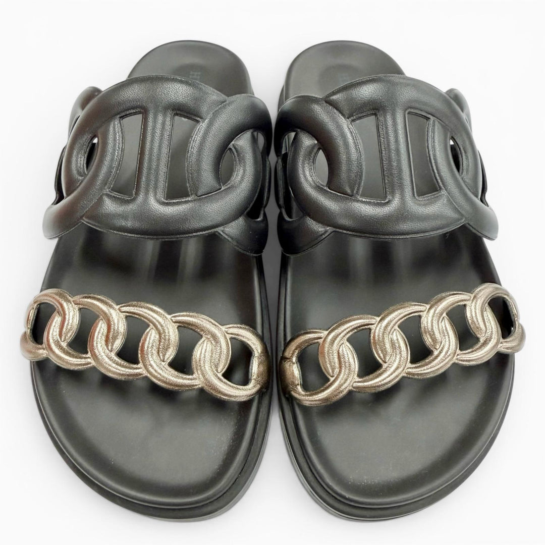 Pristine HERMES Sandals extra black Women 35 FR241017Z