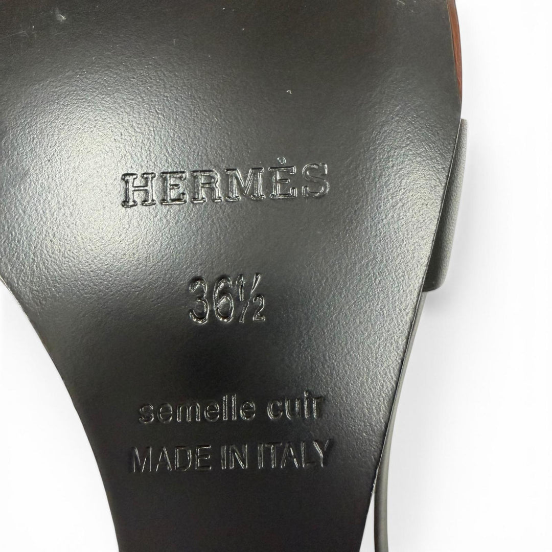 Pristine HERMES Sandals legend ankle strap leather black Women 36.5 PE1721960