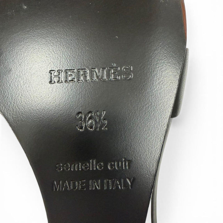 Pristine HERMES Sandals legend ankle strap leather black Women 36.5 PE1721960