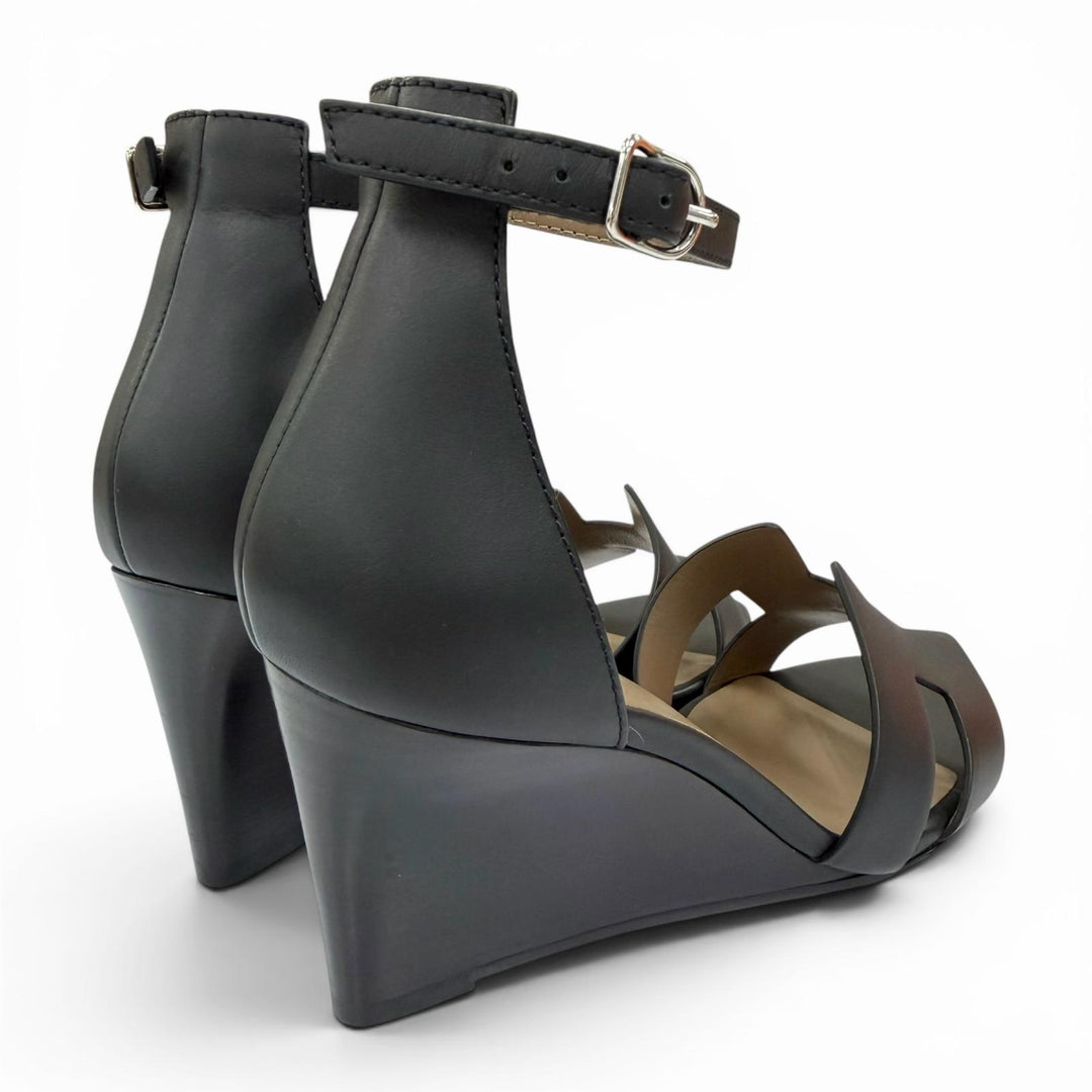Pristine HERMES Sandals legend ankle strap leather black Women 36.5 PE1721960
