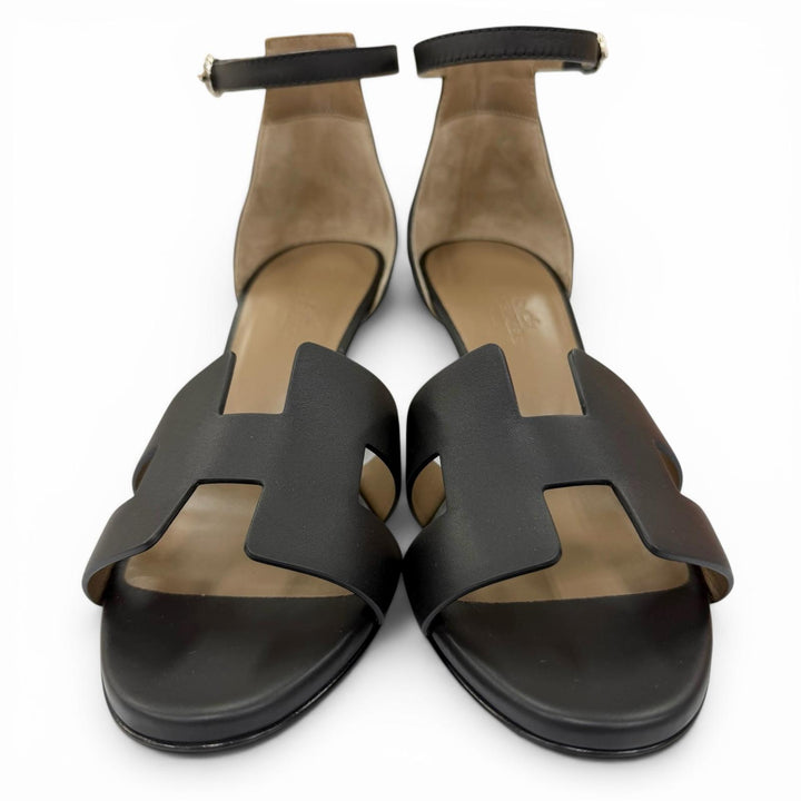 Pristine HERMES Sandals legend ankle strap leather black Women 36.5 PE1721960