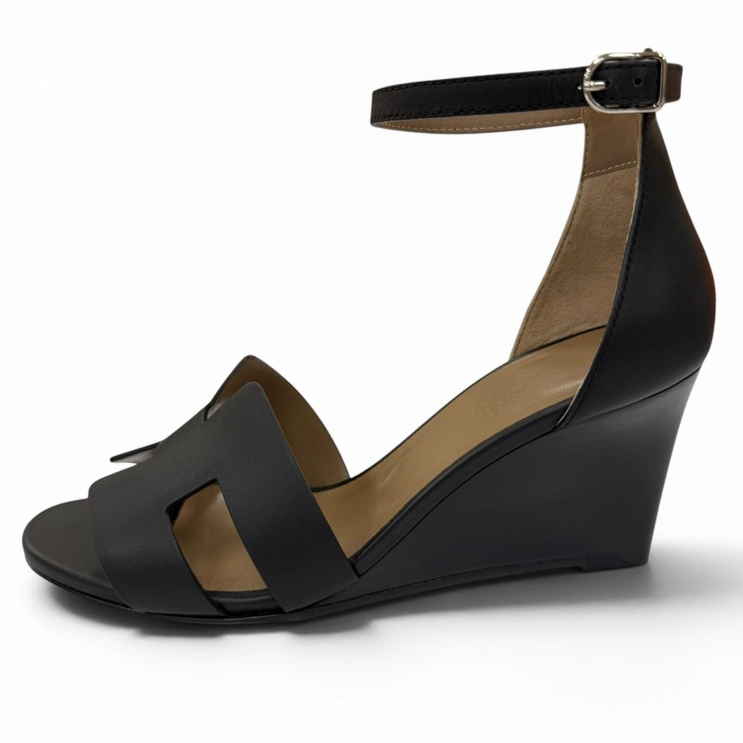 Pristine HERMES Sandals legend ankle strap leather black Women 36.5 PE1721960
