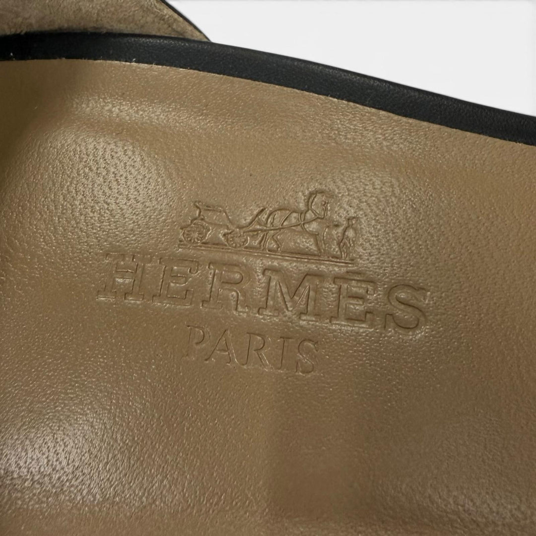 Pristine HERMES Sandals legend ankle strap leather black Women 36.5 PE1721960