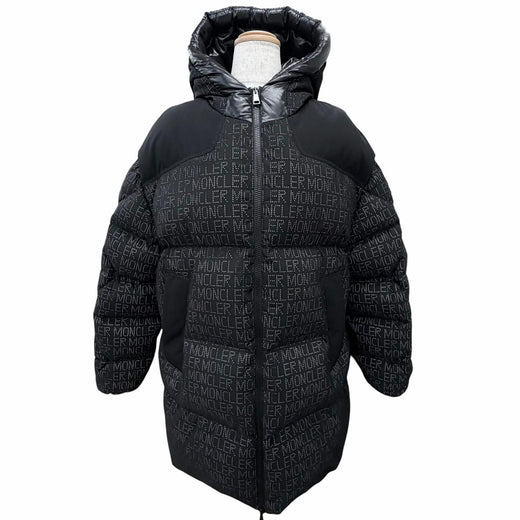 Great MONCLER Down jacket GRANDVAL Lettering logo logo patch, hooded black 1