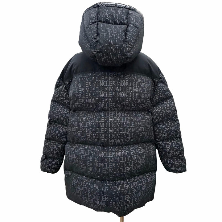 Great MONCLER Down jacket GRANDVAL Lettering logo logo patch, hooded black 1