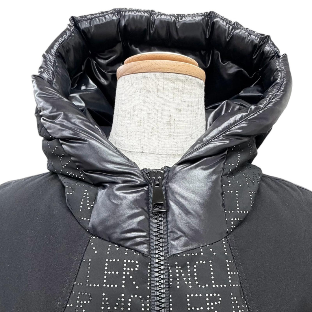 Great MONCLER Down jacket GRANDVAL Lettering logo logo patch, hooded black 1