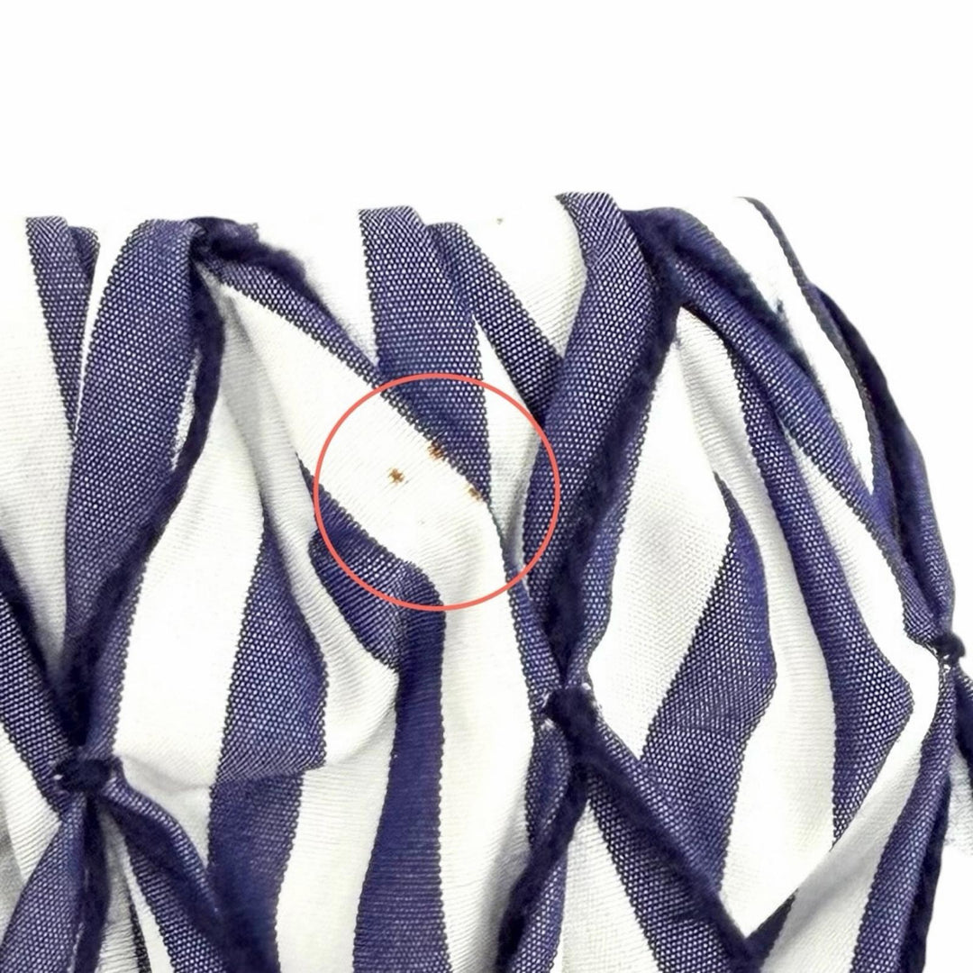 Excellent CHANEL skirt Smocking Gathered Stripe Navy cotton Women 36 P60279