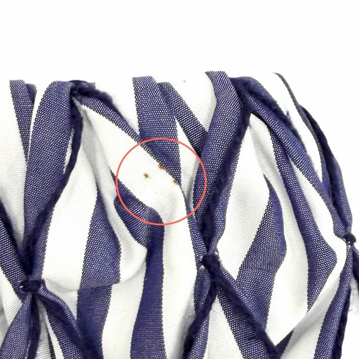 Excellent CHANEL skirt Smocking Gathered Stripe Navy cotton Women 36 P60279
