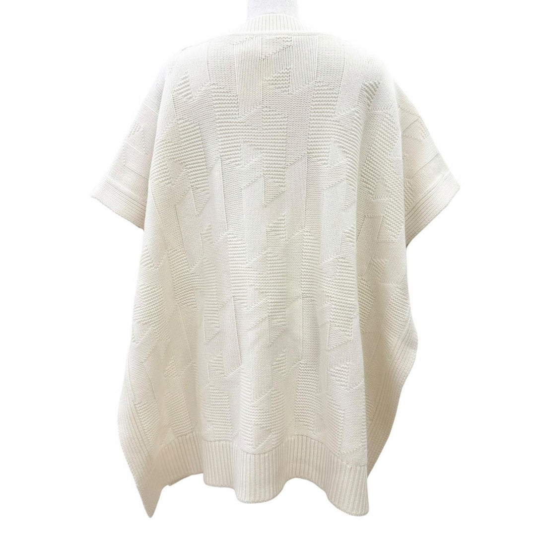 Pristine HERMES poncho H motif knit Ivory Virgin wool Women 34 4H2904D3