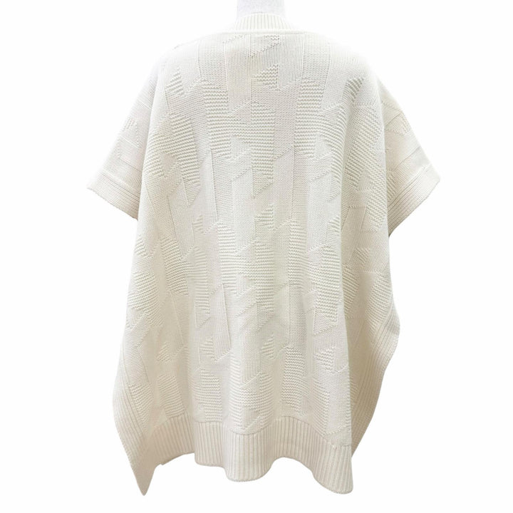Pristine HERMES poncho H motif knit Ivory Virgin wool Women 34 4H2904D3