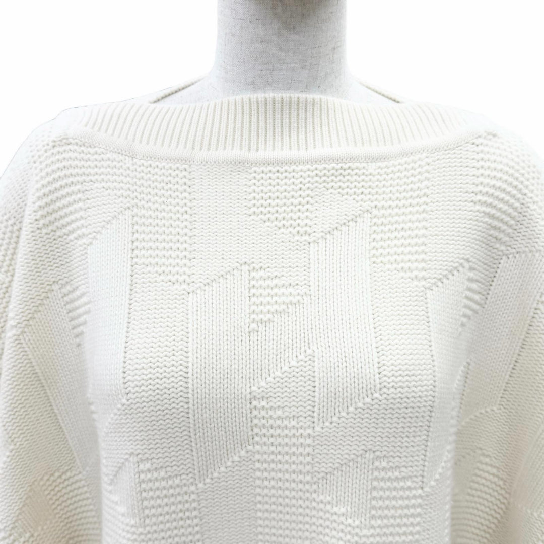 Pristine HERMES poncho H motif knit Ivory Virgin wool Women 34 4H2904D3