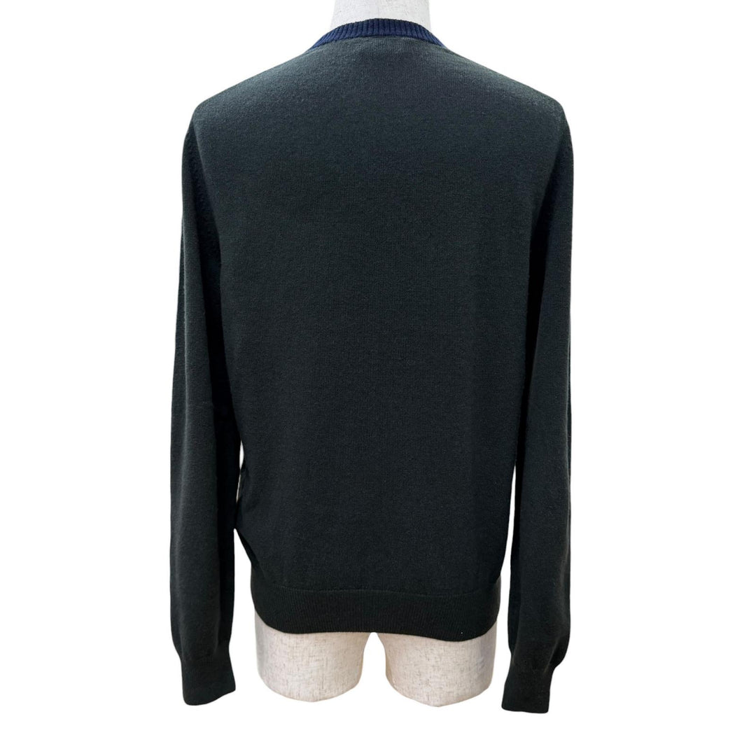 Great HERMES knit H logo embroidered crew neck long sleeve khaki cashmere XS