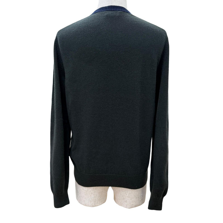 Great HERMES knit H logo embroidered crew neck long sleeve khaki cashmere XS