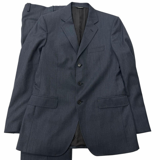 Excellent DOLCE&GABBANA suit single Navy Virgin wool mens 48