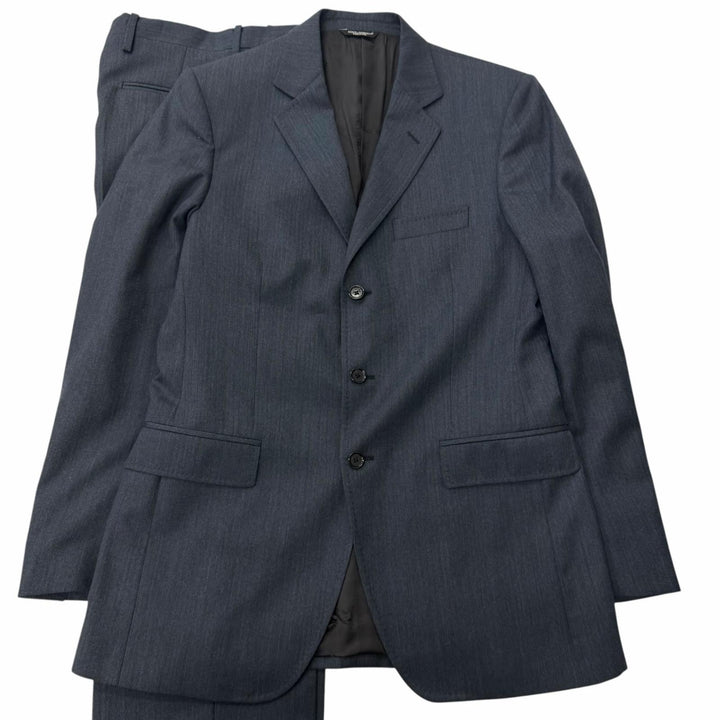 Excellent DOLCE&GABBANA suit single Navy Virgin wool mens 48