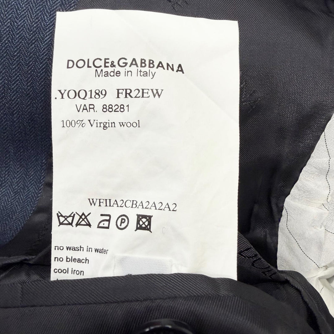 Excellent DOLCE&GABBANA suit single Navy Virgin wool mens 48