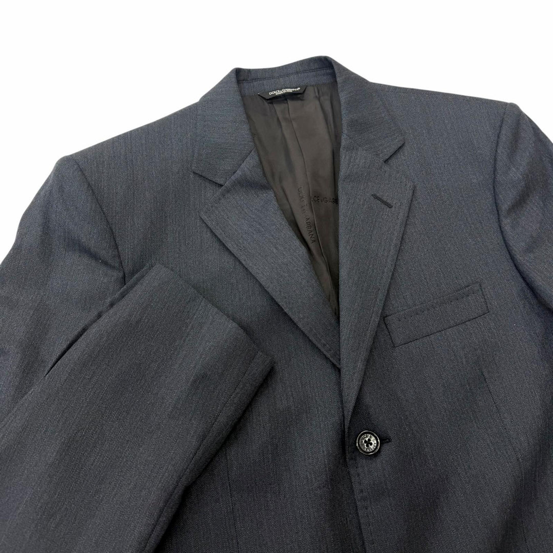 Excellent DOLCE&GABBANA suit single Navy Virgin wool mens 48