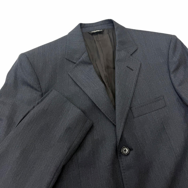 Excellent DOLCE&GABBANA suit single Navy Virgin wool mens 48