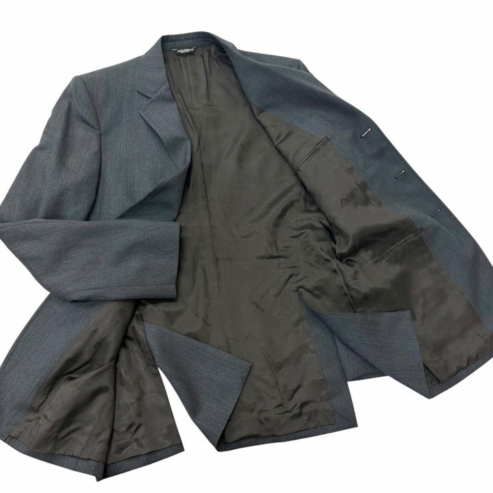 Excellent DOLCE&GABBANA suit single Navy Virgin wool mens 48