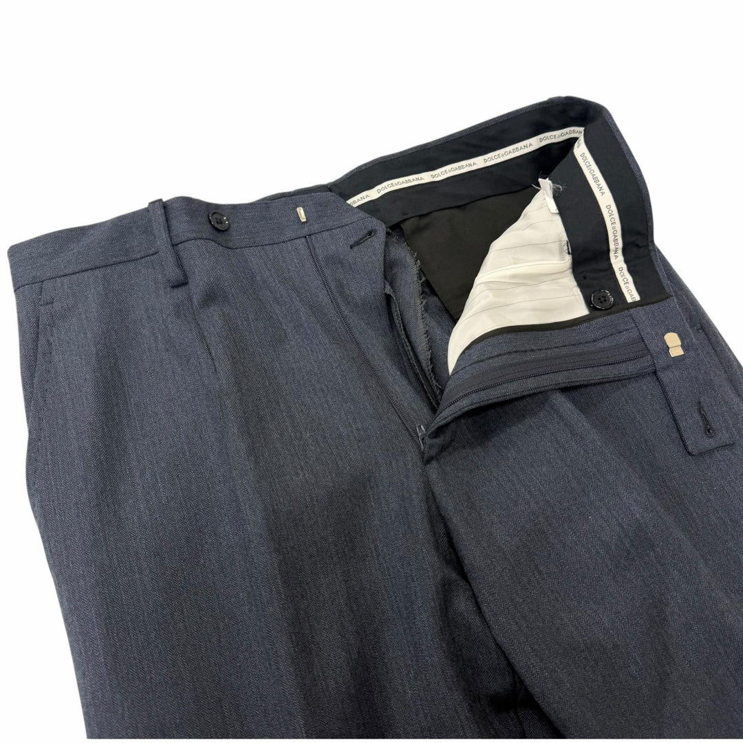 Excellent DOLCE&GABBANA suit single Navy Virgin wool mens 48