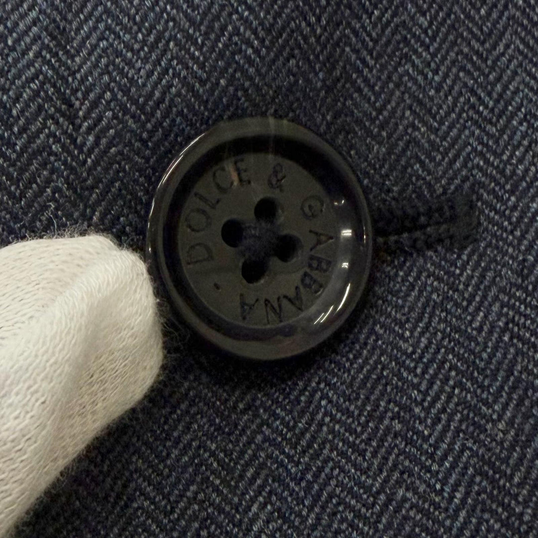 Excellent DOLCE&GABBANA suit single Navy Virgin wool mens 48
